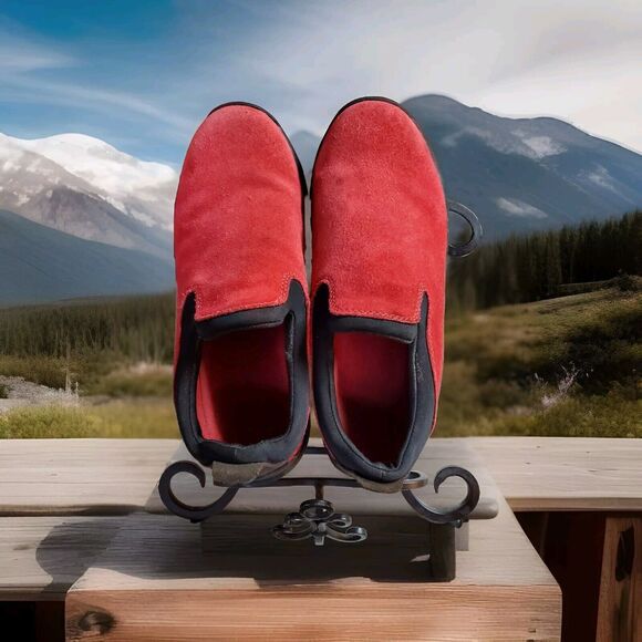 Lands' End Shoes - Lands End Women's All Weather Red Suede Leather Slip On Moc Shoes Size 8.5 B